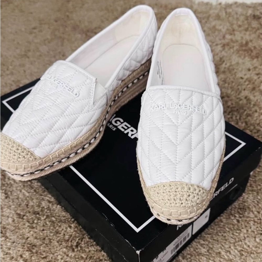 Karl Lagerfeld Cream Quilted Espadrilles